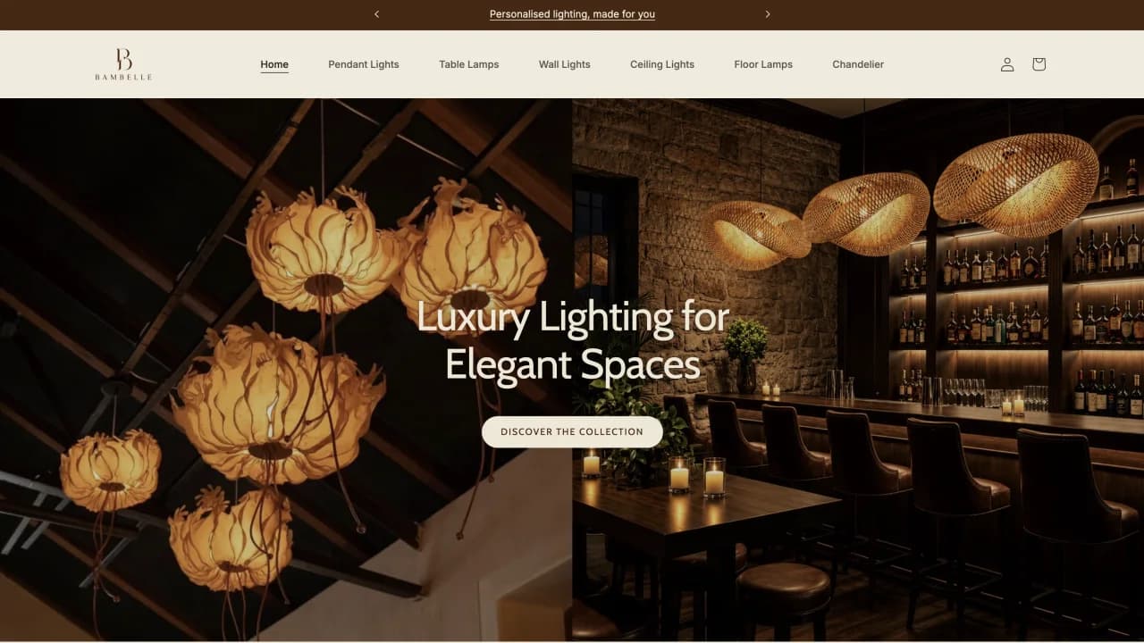 Luxury Lighting Store website